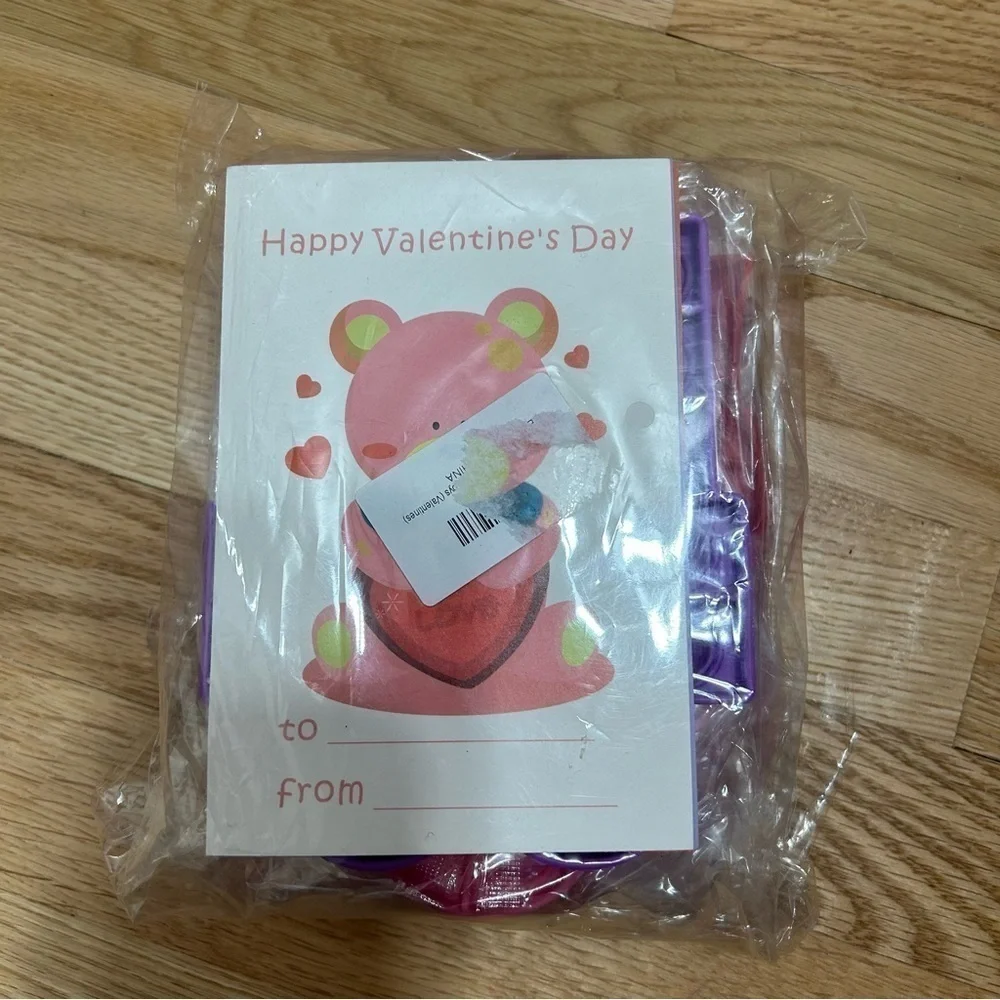 Happy Valentine’s Day Cards W/ Pop It’s Favor Giveaway Kids School New Bear